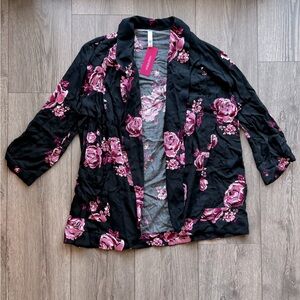 NWT Xhilaration Lightweight Floral 3/4 Sleeve Cardigan Blazer